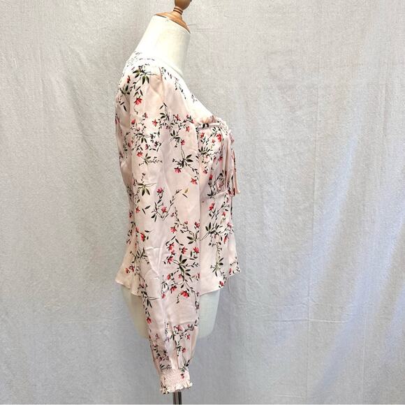 Intermix Chiara Printed Pink Floral Sweetheart Top 100% silk Size 8 - Picture 13 of 16